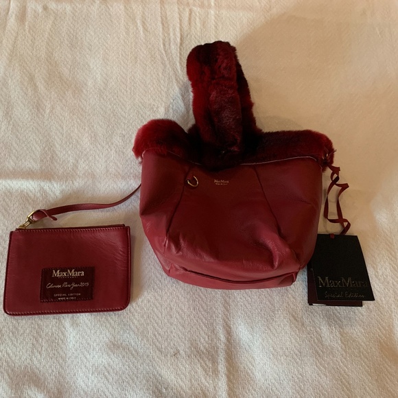 MaxMara Leather and Fur Reversible Bag, Special Edition, Red - Picture 11 of 16